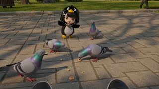 Gugu Gagah Playing With Pigeons In Park Arknightsendfield