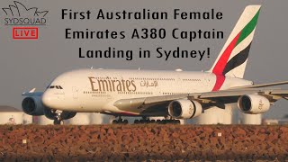 [4K/60] First Australian Female Airbus A380 Emirates Captain Landing in Sydney!