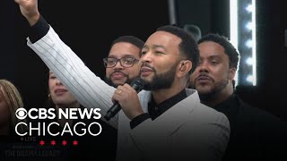 John Legend takes the stage with Common for Obama Center opening