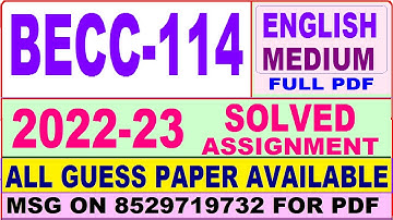 becc 114 solved assignment 2022-23 / becc 114 solved assignment in English / ignou ba economics