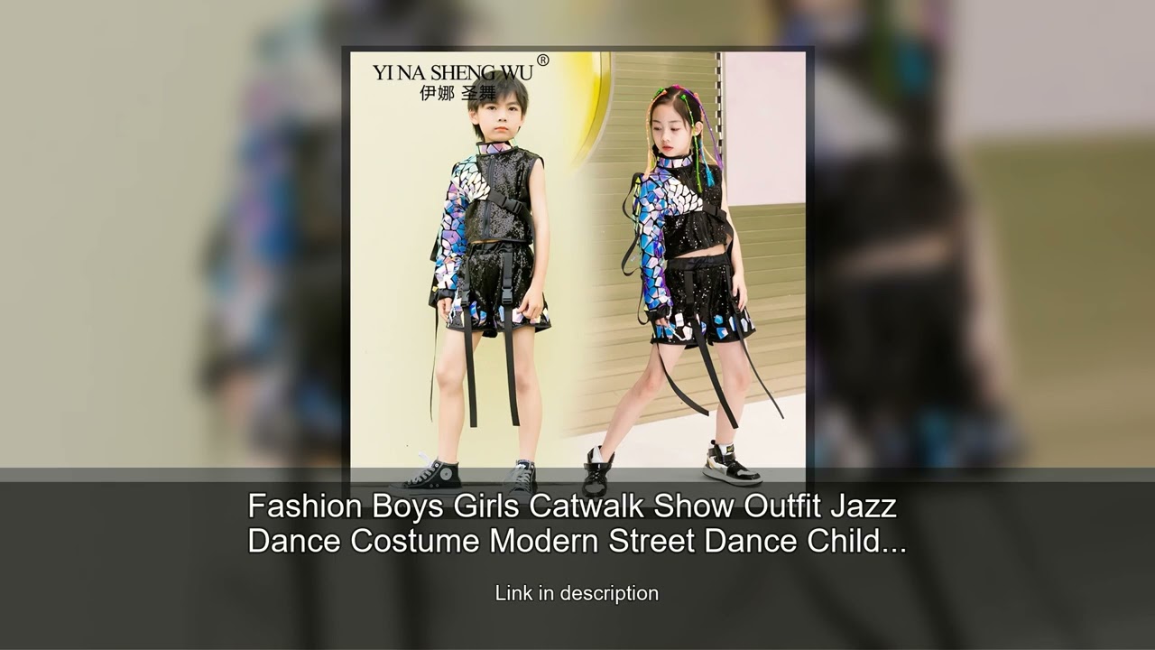 Fashion Boys Girls Catwalk Show Outfit Jazz Dance Costume Modern Street Dance Children Hip Hop