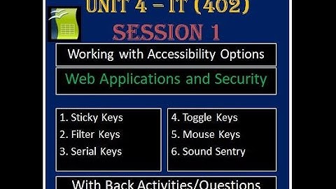 Class 10 - IT 402 | Unit  4 Web Applications and Security | Working Accessibility Option | Session 1