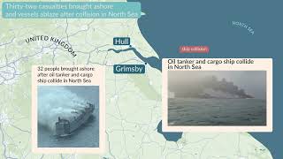 Oil tanker on fire after colliding with cargo ship just off UK coast #uk #collision