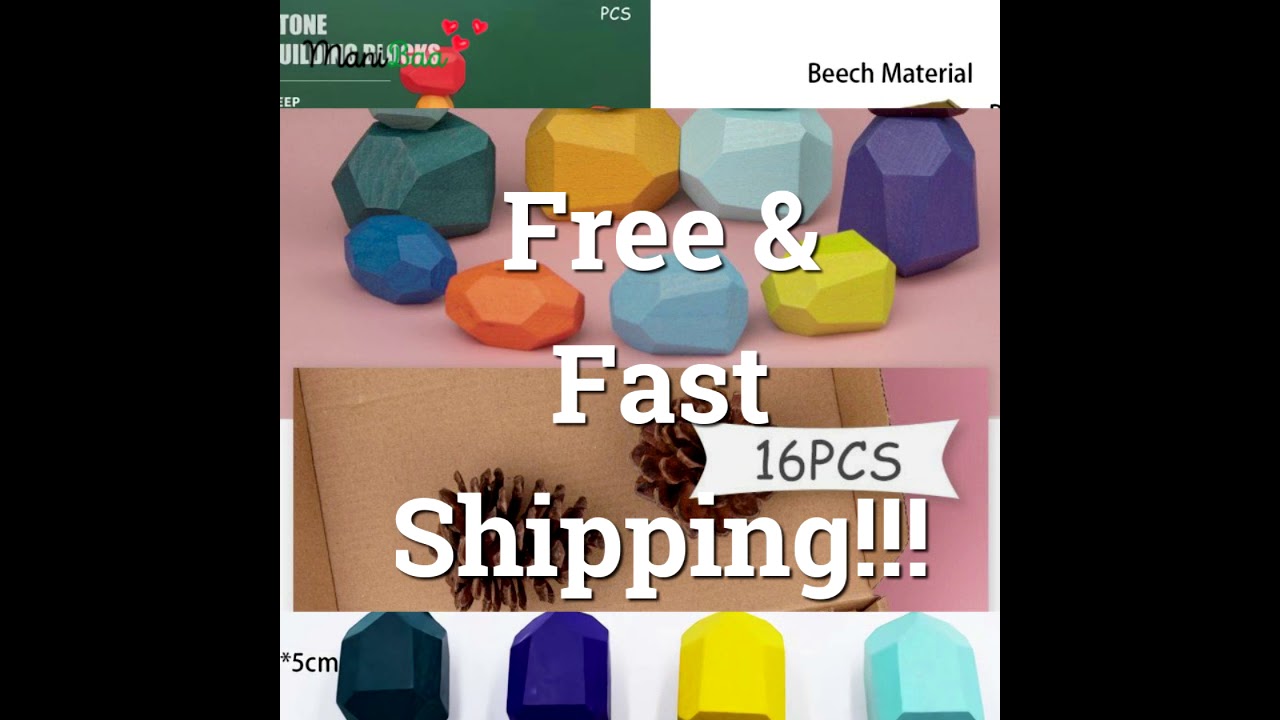 Children's Wooden Colored Stone Jenga Building Block Educational Toy