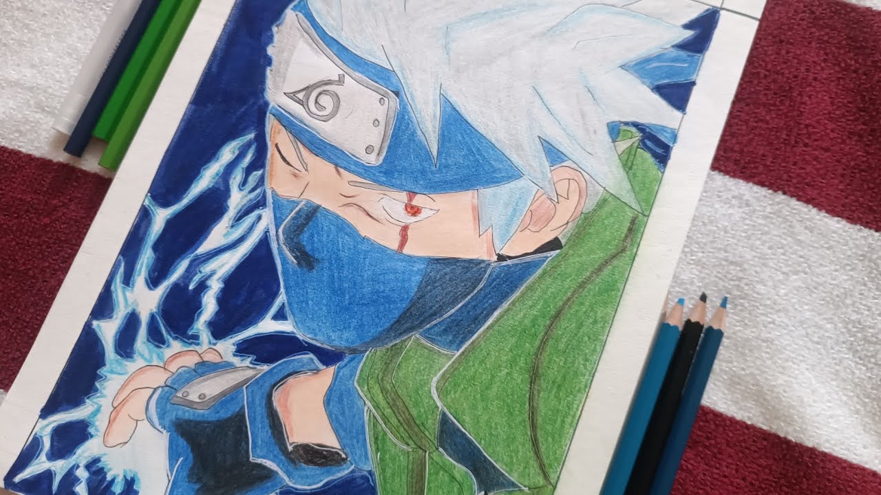 How to draw kakashi hatake drawing step by step using colour pencils ...