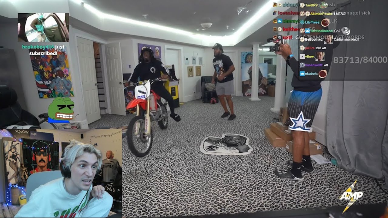 xQc Reacts to Kai Cenat Crashing His Motorbike Inside - YouTube
