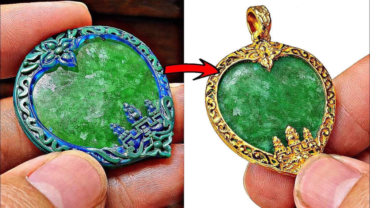 Gold Jade Pendant Making by Hand | Traditional Goldsmith Process