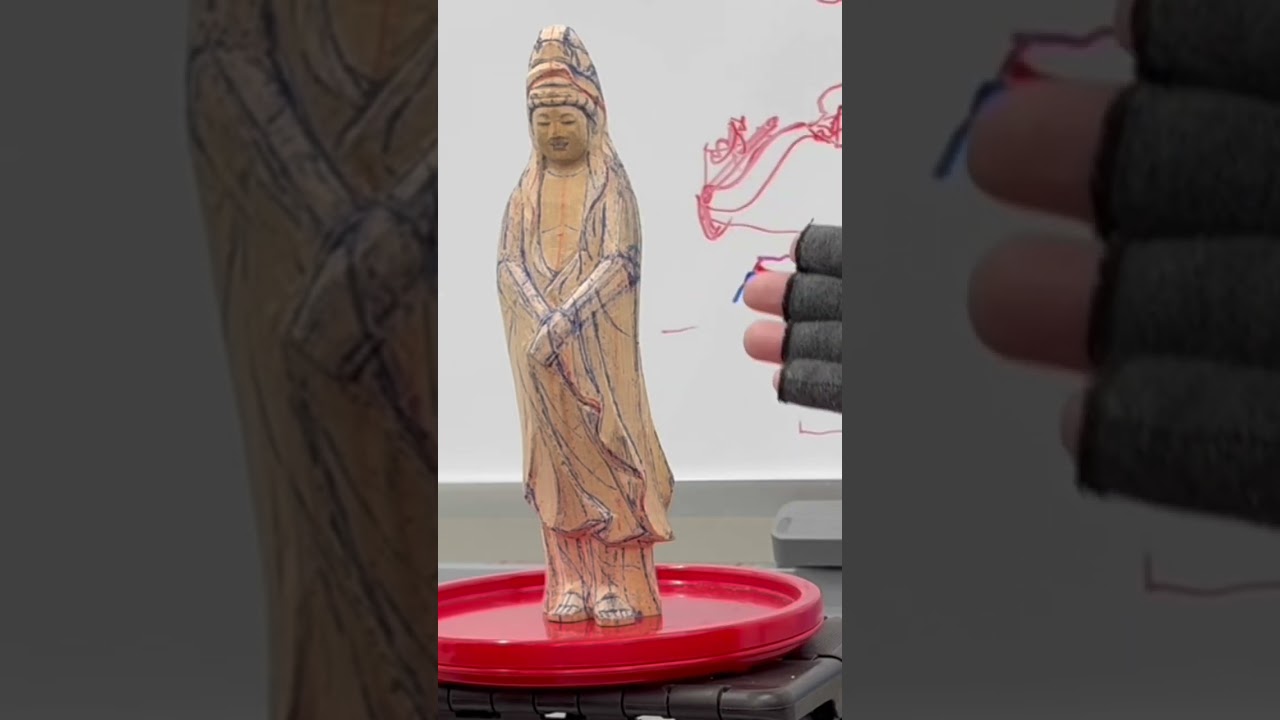 がくぶん実践講座/観音様を掘る White-robed Kannon (relief) rough carving 4 White-robed garment