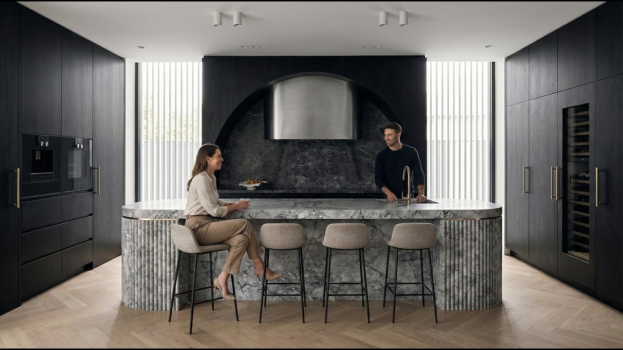 "The Sculpted Arch" Contemporary Luxury with Art Deco & Organic Minimalist Kitchen 