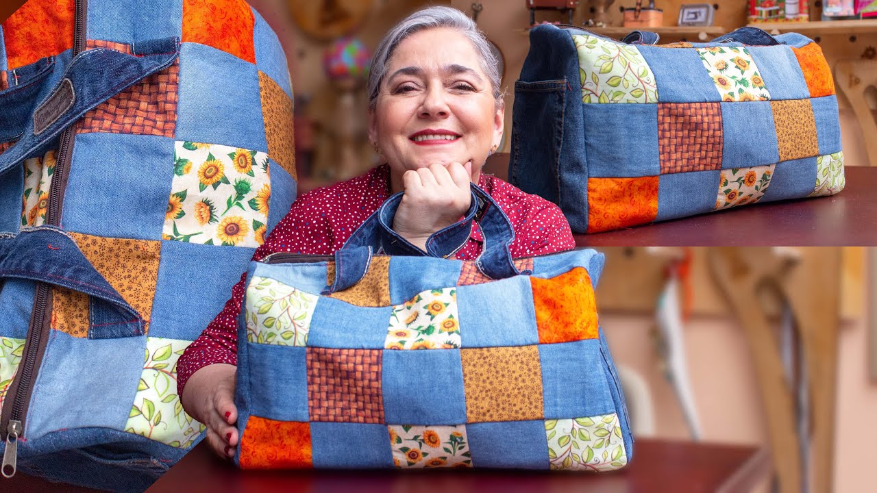 🎒 Mira que BOLSO TAN LINDO ✨ con retazos de tela que ya no usamos y con jeans viejos o en desuso. 💥✨
