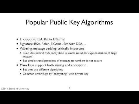 CS144 Fall 2013, Video 8-8: Public Key Cryptography