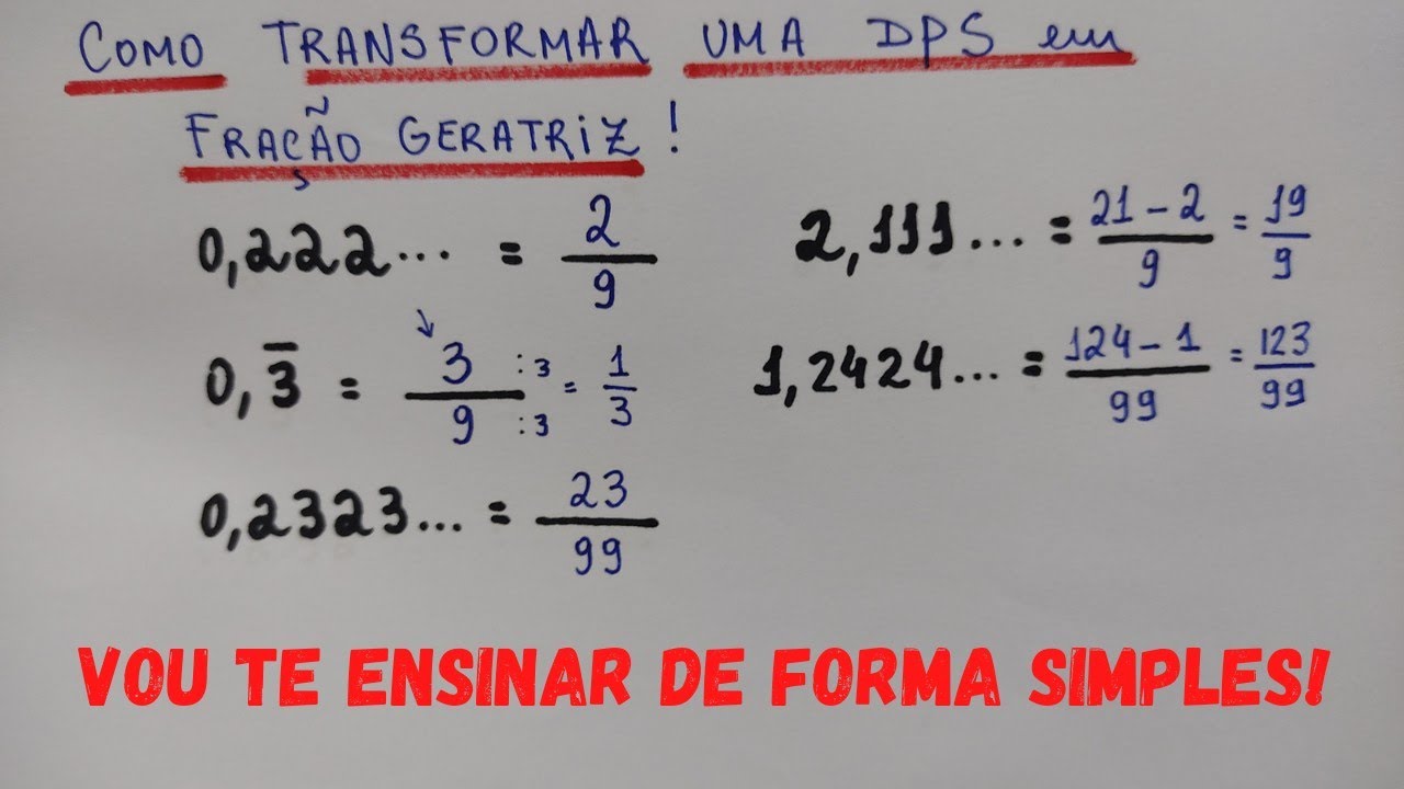 A Fração 7/9 é A Geratriz Da Dizima Periodica - RETOEDU