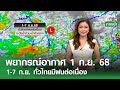 พยากรณ์อากาศ 1-7 ก.ย. 68: ฝนตกต่อเนื่องทั่วไทย 🌧️
