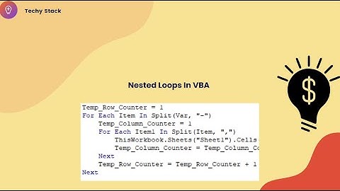Nested  Loops with VBA Code #techystack #vba #excel