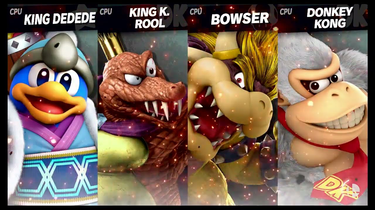 SSBU - King Dedede vs King K. Rool vs Bowser vs Donkey Kong