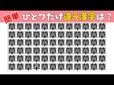 【間違い探し】1つだけ違うまちがいさがし！違う漢字はどれ？【老化防止|集中力|記憶力|IQテスト|頭の体操】