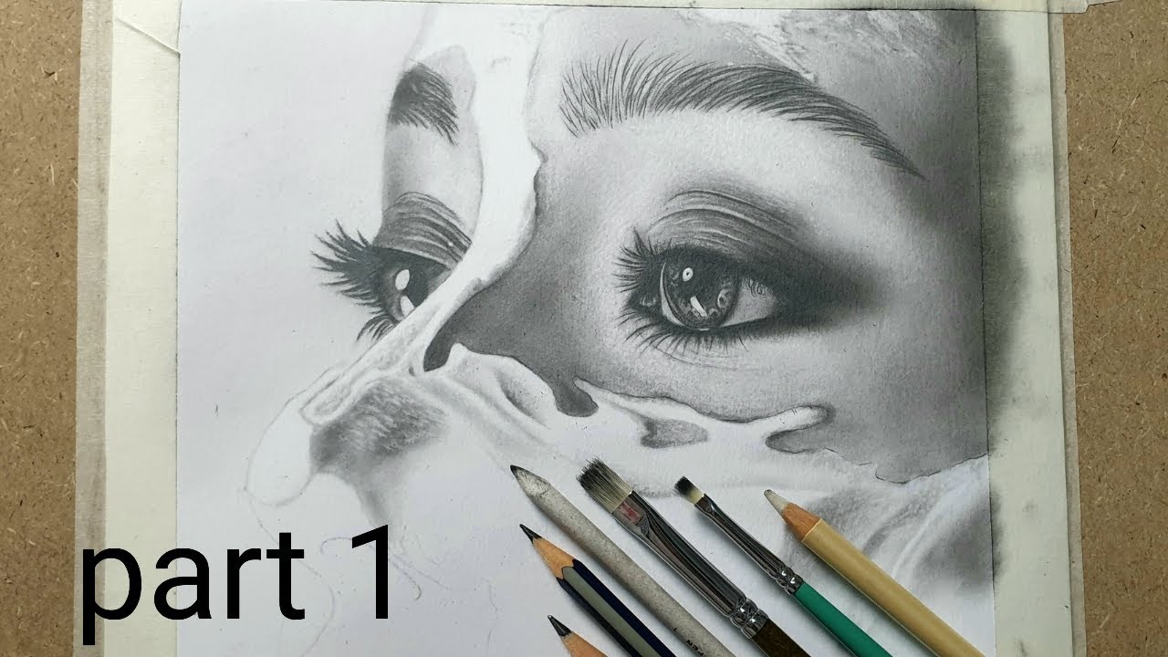 Part 1 / The female face painting technique / Black pencil painting / pure art