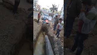 HDPE pipe pulling..