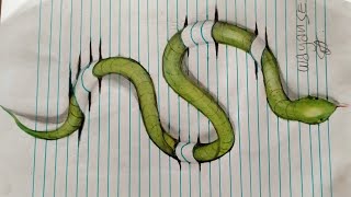 3d ilusi ular di atas kertas sangat mudah screenshot 5