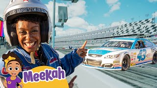 meekah joins the pit crew and learns about race cars blippi and meekah kids tv