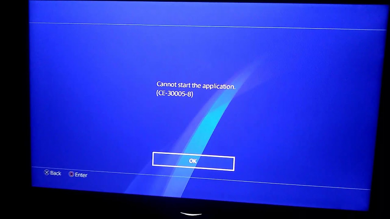Не удается запустить приложение (CE-30005-8) Сообщение об ошибке PS4