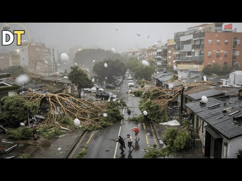 Major Damage in Spain today! Powerful Storm And Hail Paralyze La Rioja And Madrid!