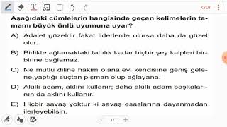 Büyük ünlü uyumu - Test 112/ Soru 10 ( Ses Bilgisi soru çözümü) Büyük ünlü uyumu - Test 112/ Soru 10 ( Ses Bilgisi soru çözümü)