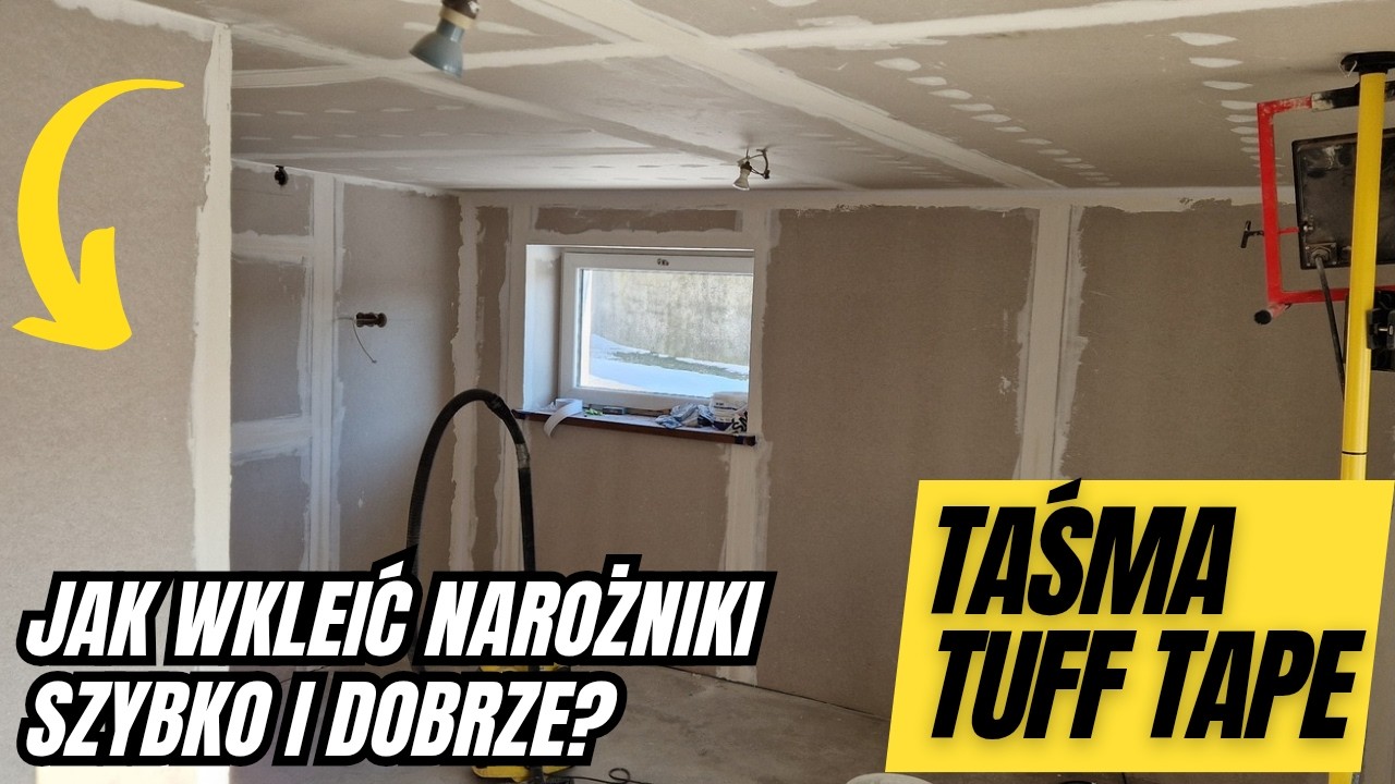 Wklejanie Tuff Tape. Taśma amerykańska do GK. Narożniki. #remont #diy #budowa #GK #kartongips #dom