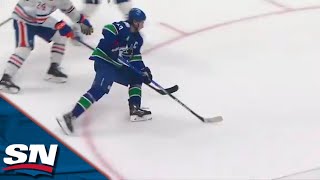 Hughes Scores Twice In Less Than Two Minutes To Give Canucks Lead Over Oilers