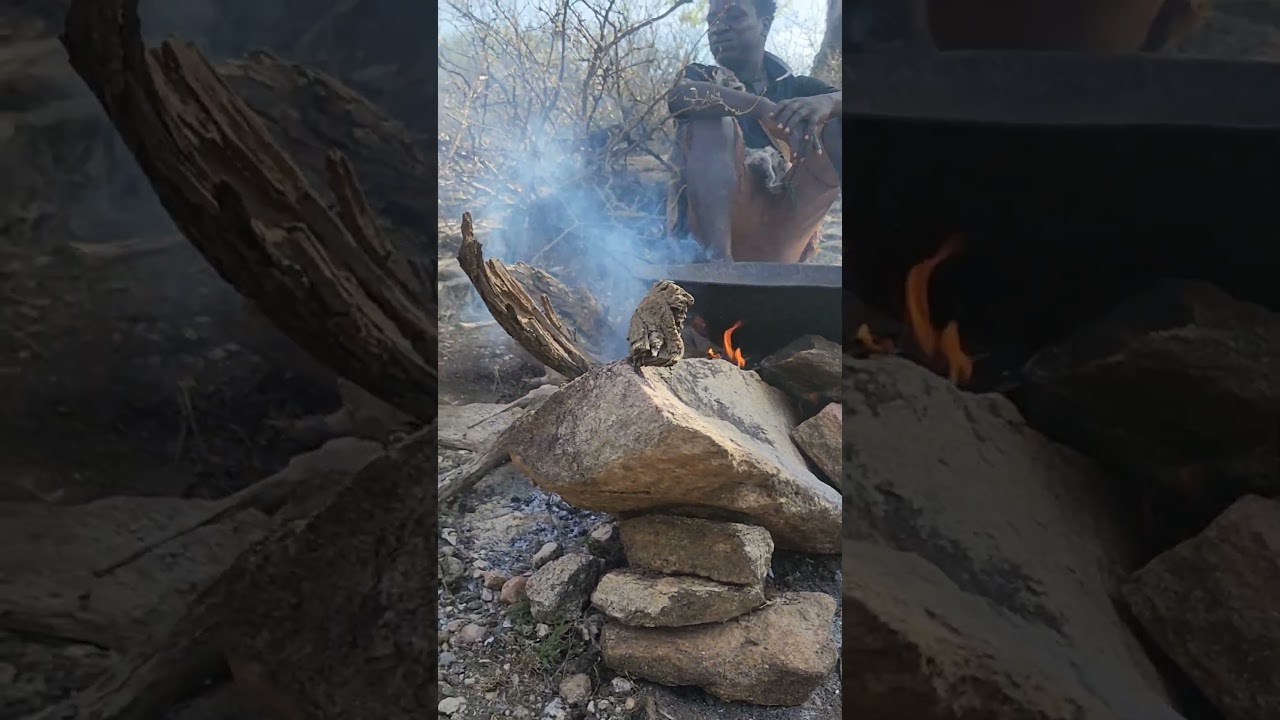 Hard work by the fire—Mr. Chaba takes cooking seriously.