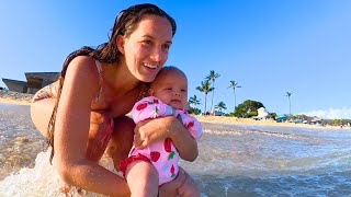 Taking Our Newborn to the Ocean for the First Time | Hawaii Family Vlog