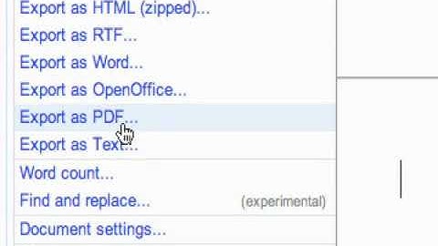 File Menu Options in Google Documents