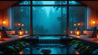 ASMR Rain Sounds for Sleeping 🌧️ Glass Atrium Cabin & Gentle Brook | Deep Restorative Sleep