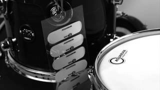 Aquarian Drumheads® t-TAB Modificador Tono Parche drumkit TOOL™  Set: 3x Clear 2x Coated video