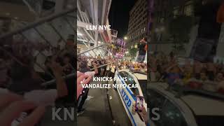 Knicks fans vandalize nypd car #shorts #knicks #nyc #nypd