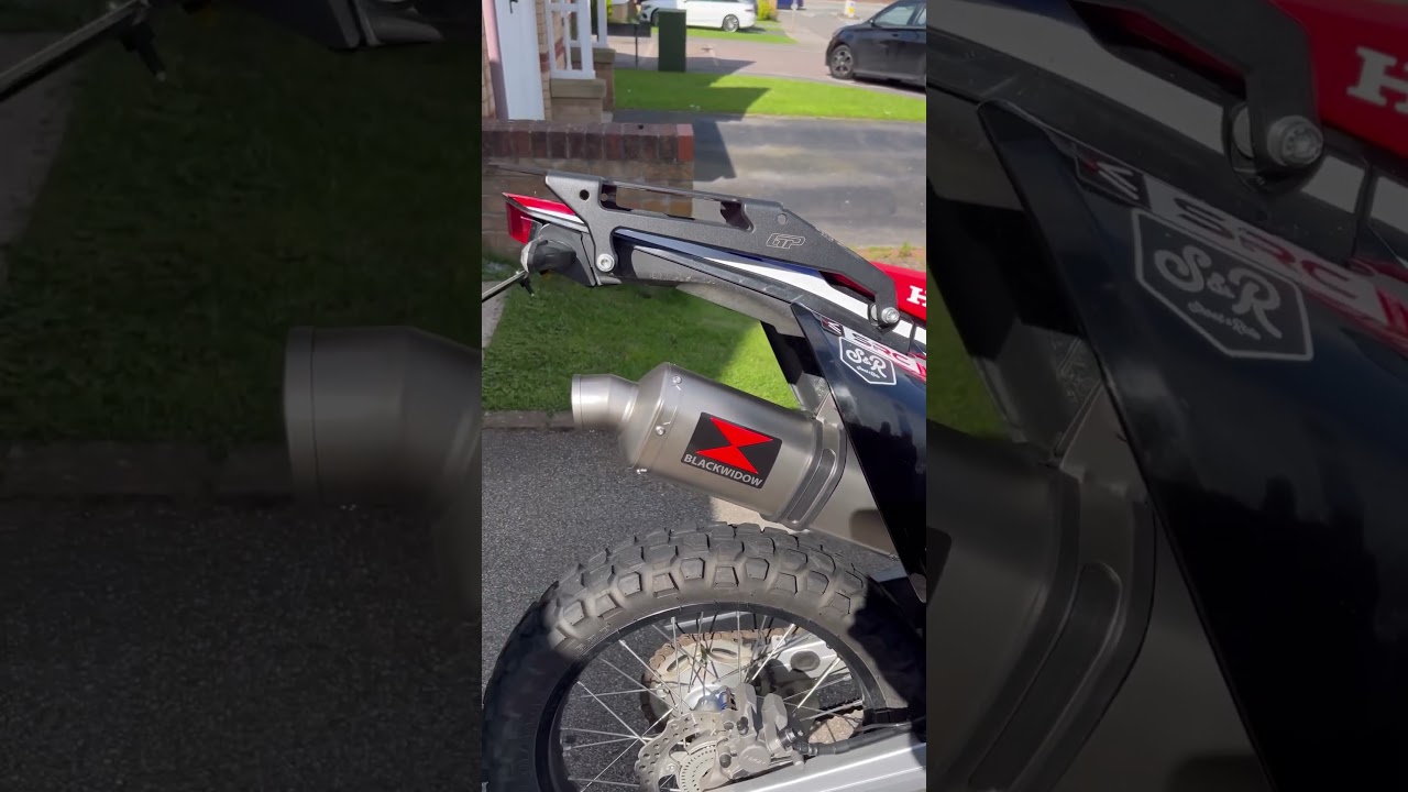 Honda crf 250 rally exhaust swap..Black widow v stock exhaust @onanyshitesunday 