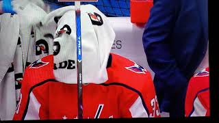 Ovechkin throws his stinky  towel on Chara's head. Washington Capitals Boston Bruins May 17th 2021.