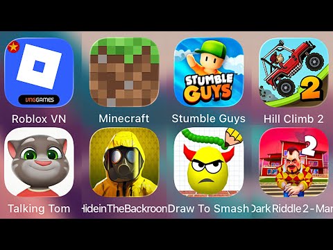 Roblox,Stumble Guys,Dark Riddle 2,Talking Tom,Hide In The Backroom,Draw To Smash,Minecraft,HCR2