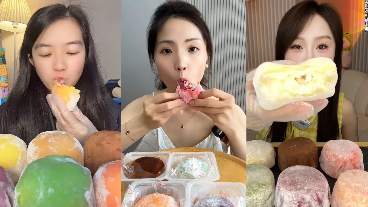 ASMR Mukbang | Eating Colorful Mochi & Soft Desserts 🍡🍰 | No Talking