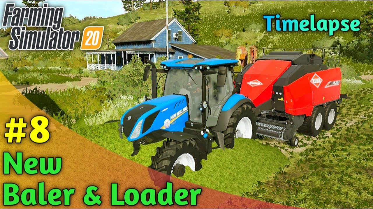 Making Hay Bales with my new Baler in fs20. Farming simulator 20 part #8 Timelapse.