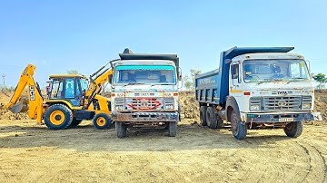 JCB 3dx Loading Mud Tata Dumper Truck | Jcb Digging Mud | Jcb Working | Tipper Truck Unloading Mud