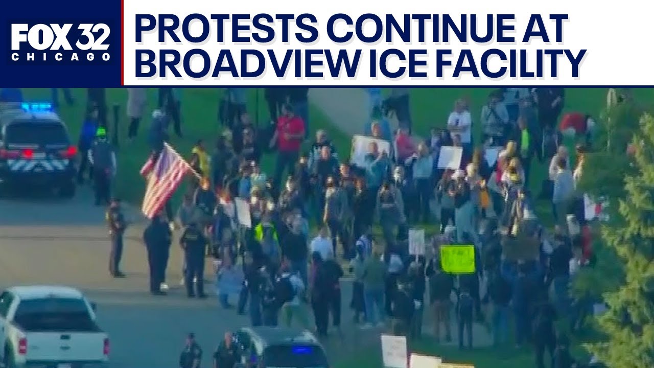 Protesters flock to Broadview ICE facility for 4th straight Friday ...