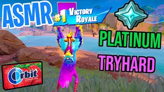 ASMR Gaming 🤩 Fortnite Ranked Platinum Win! Relaxing Gum Chewing 🎮🎧 Controller Sounds + Whispering💤