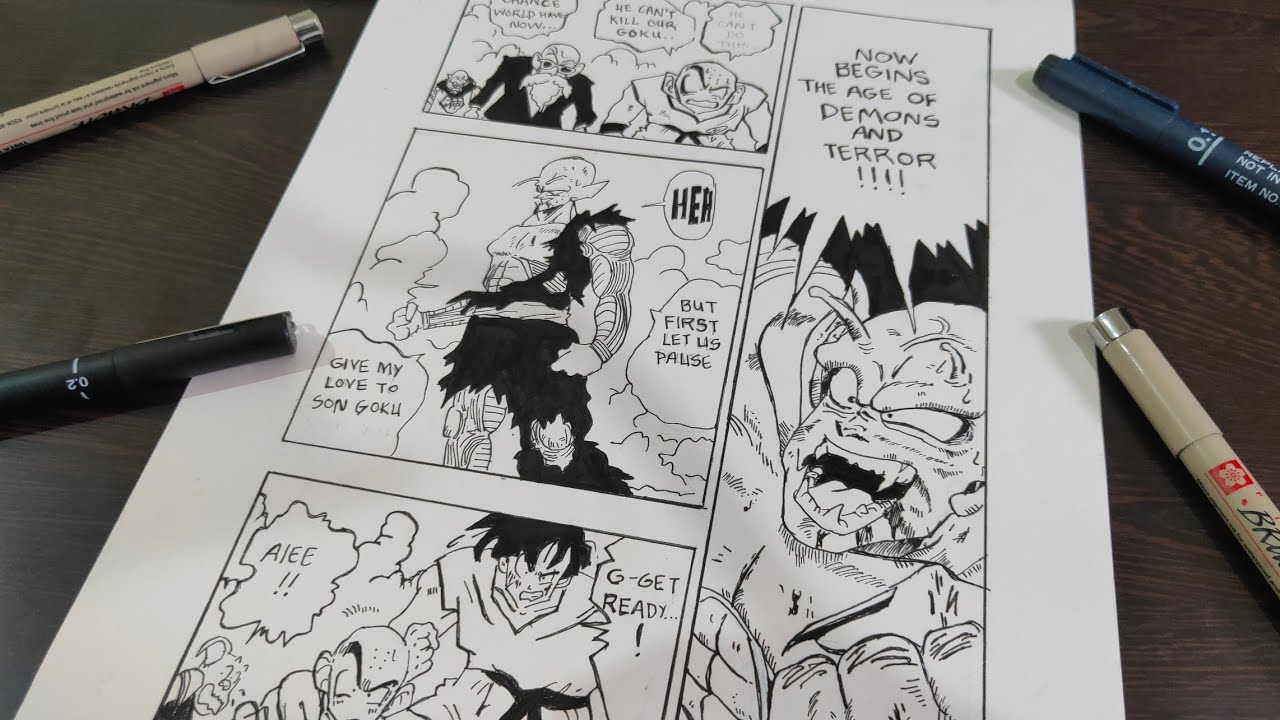 Dragon Ball - Drawing a manga page 🔥 - YouTube