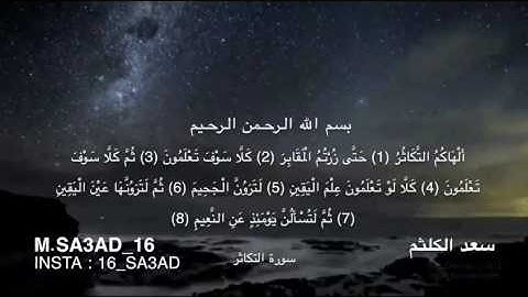 سعد الكلثم - سورة التكاثر