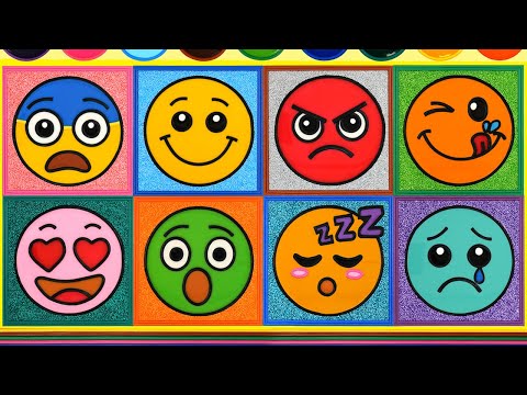 Emotion Jelly Painting for Kids, Children | Emoji Drawing, Coloring | Making Cubes Toys