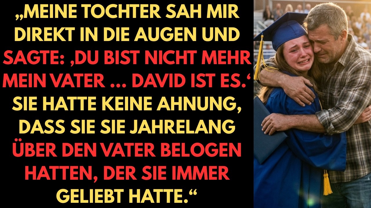 Mijn dochter keek me recht in de ogen en zei: "Jij bent niet meer mijn echte familie, David wel." Die woorden sneed door me heen op haar diploma-uitreiking, voor iedereen. Ik had geen idee dat...