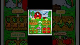 Veggie garden at the farm page,  🥬🥕🌽from the Coco Wyo Little Corners book - coloring time lapse❤️