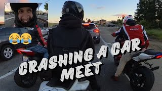 Motorcycles Crashing car meet | Yamaha R1, BMW S1000rr, Ducati Panigale, Gsxr 1000 | Bay Area