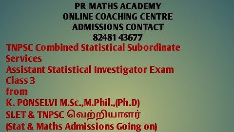 TNPSC Combined Statistical Services:Assistant Statistical Investigator Exam Class 3.Fourier constant